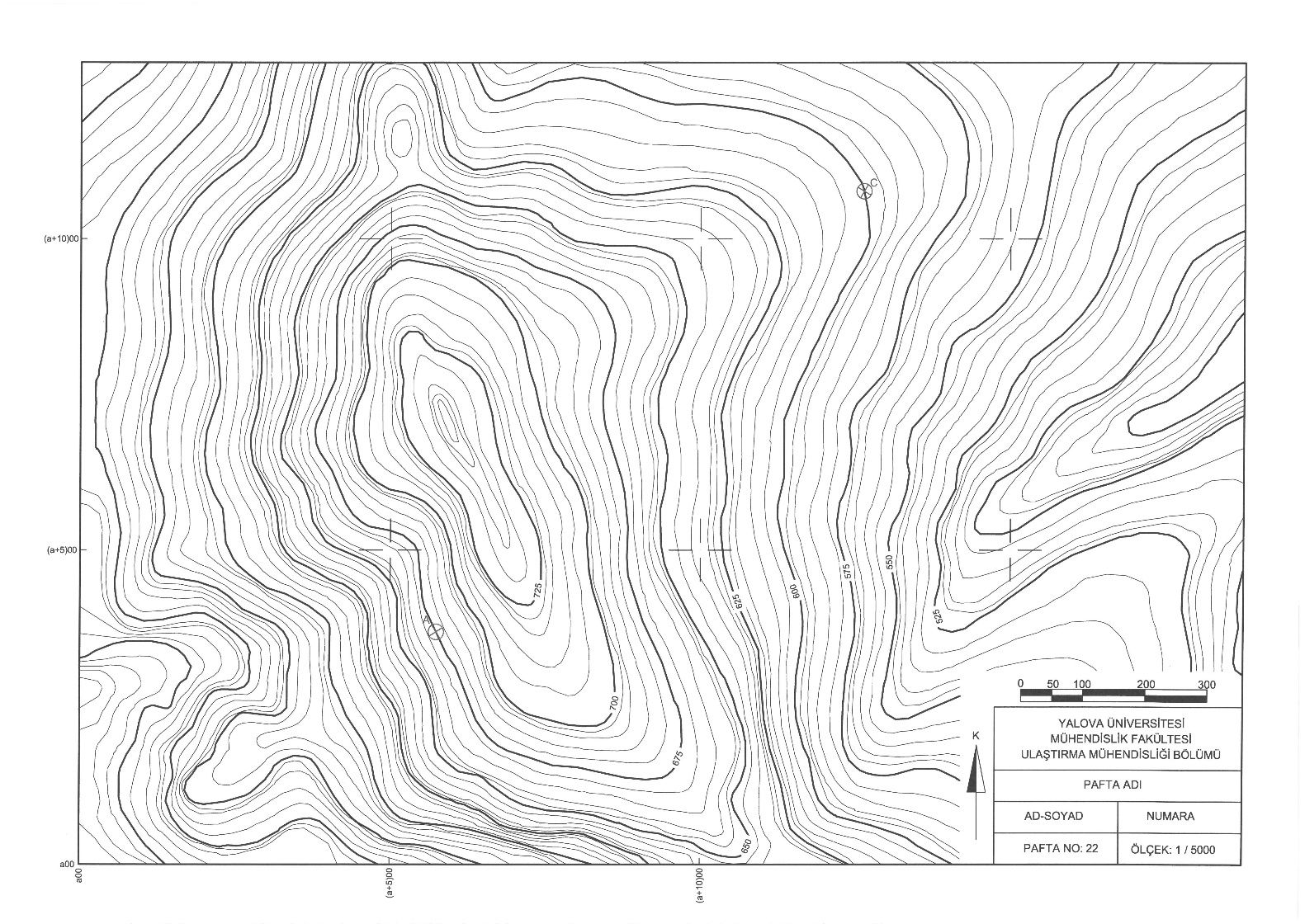Topographic map used for route selection