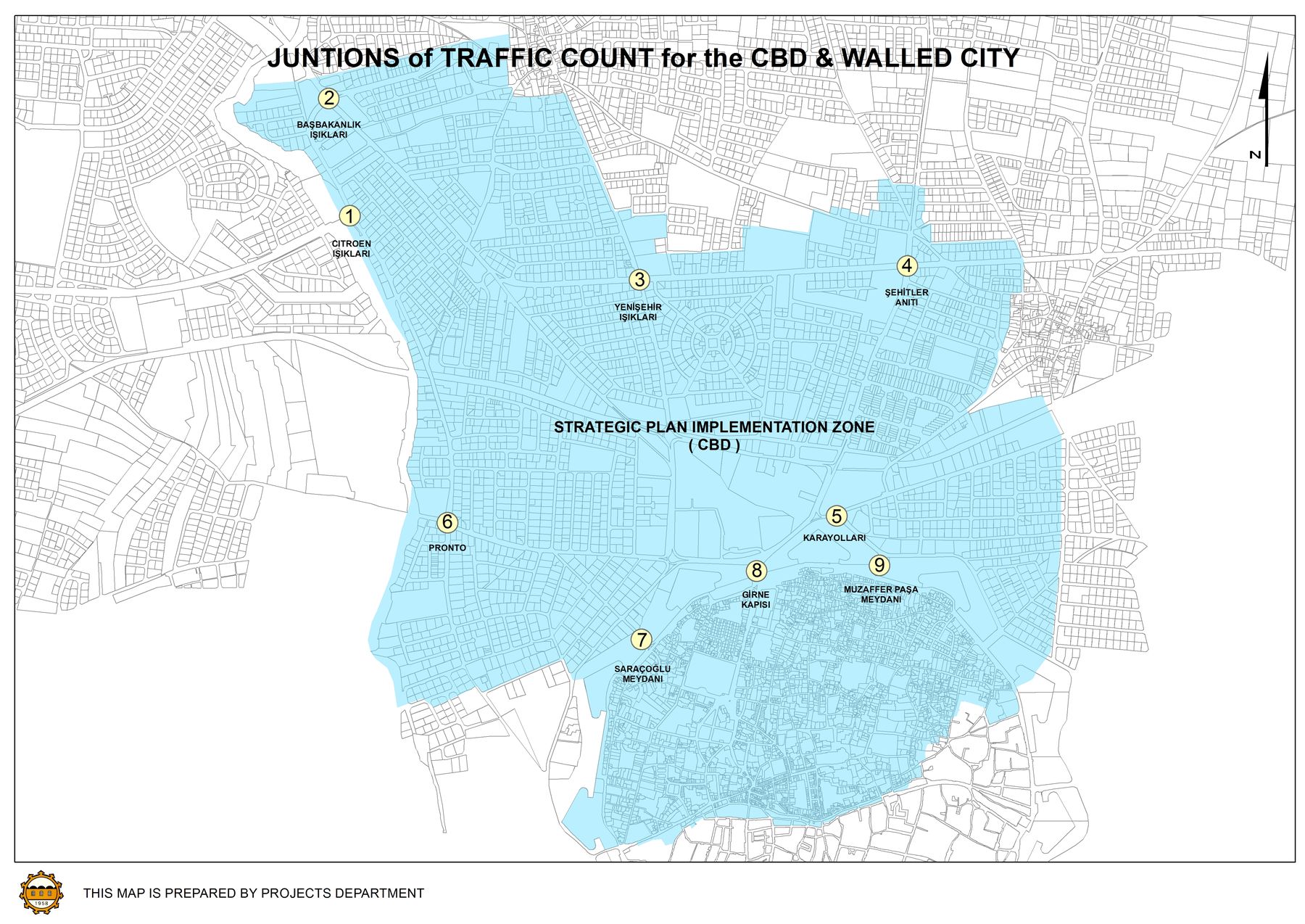 Central Lefkosa junction count-location map